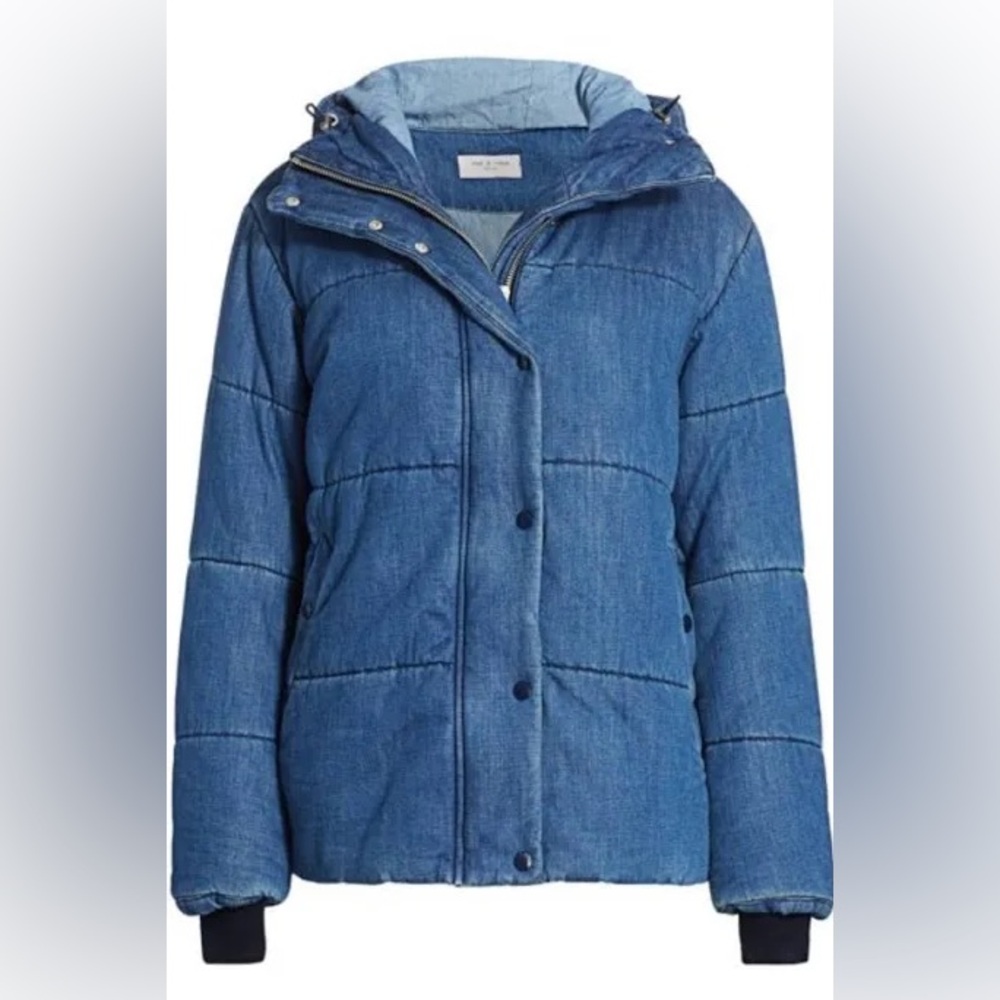 Rag & Bone Women's Blue Denim Puffer Jacket sz S